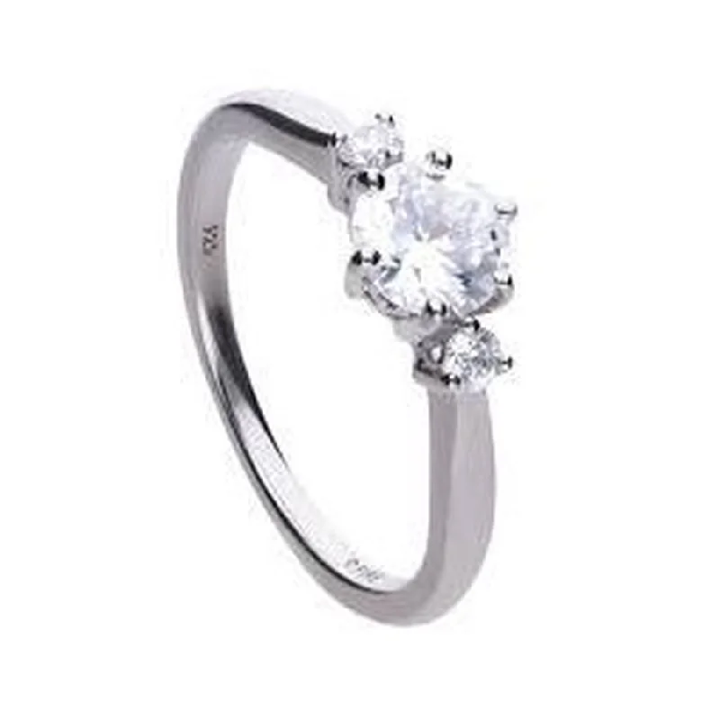 stylish silver rings for women online -Silver Cubic Zirconia Set Three Stone Ring, size K