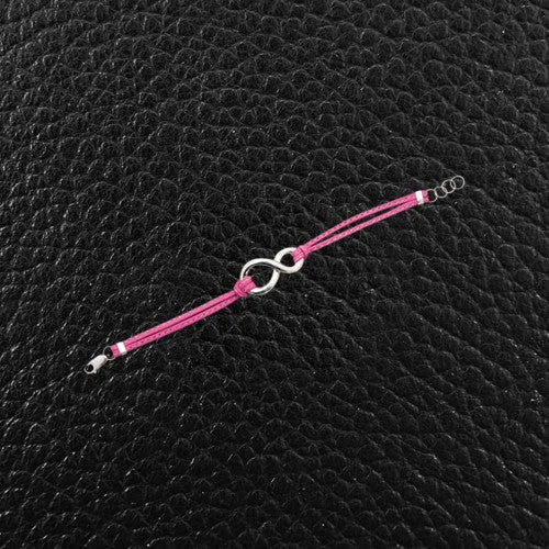 Ladies thick glow bracelets -Spaghetti Strap Bracelet with Silver Infinity Link