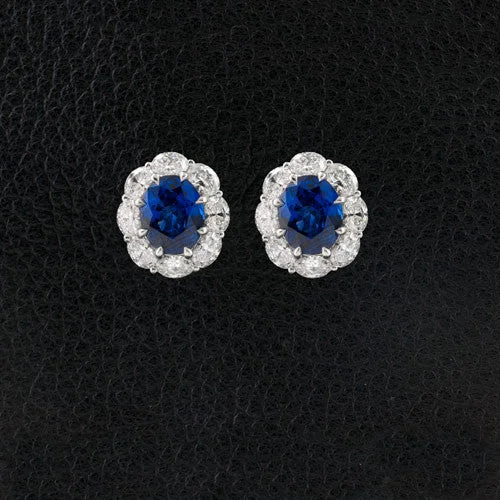 ladies gem earrings boho style -Sapphire & Diamond Earrings