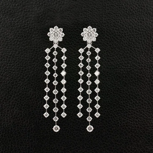 ladies earrings gemstone clusters -Diamond Dangle Earrings