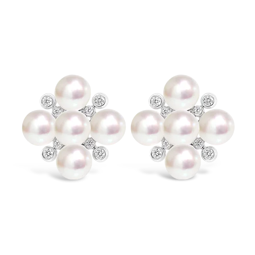 mosaic design earrings for women -South Sea Pearl & Diamond Earrings