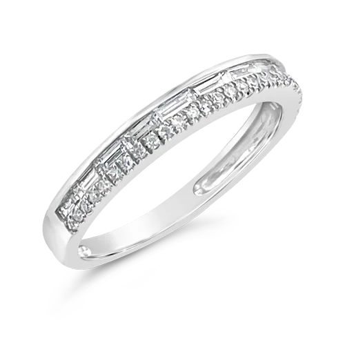 ladies rose gold rings leaf design -White Gold & Diamond Band Ring