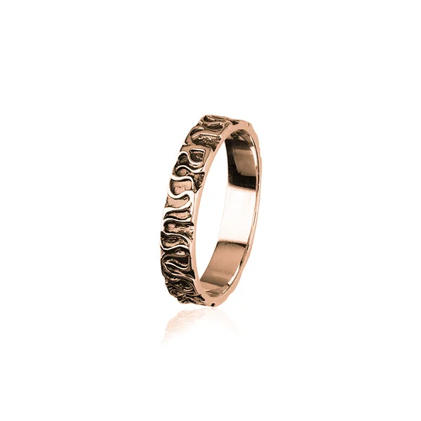 ladies rose gold rings hearts -Rose Gold Ring with Pattern RR2