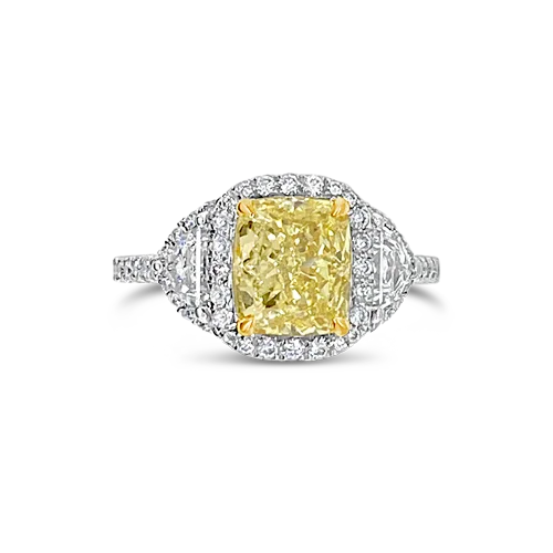 twisted band rings for women -Fancy Yellow Diamond Engagement Ring