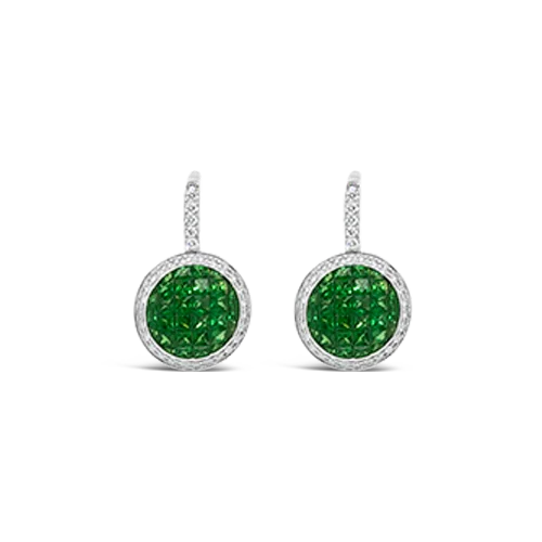 affordable ladies earrings under 30 -Tsavorite & Diamond Earrings