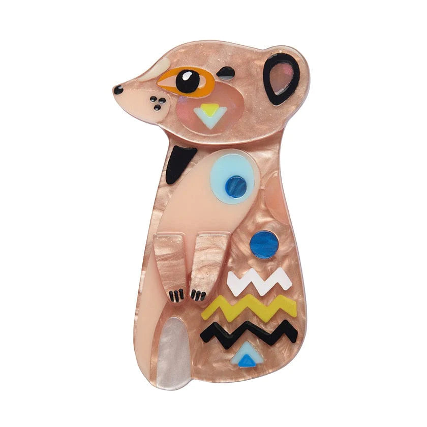 minimalist moon brooch for women -Erstwilder - The Masterful Meerkat Brooch - Pete Cromer Wildlife (2022)