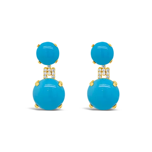 ladies tassel earrings party style -Turquoise & Diamond Earrings