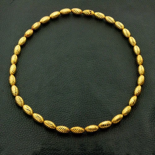 Ladies festive dazzle necklaces -Yellow Gold Bead Estate Necklace