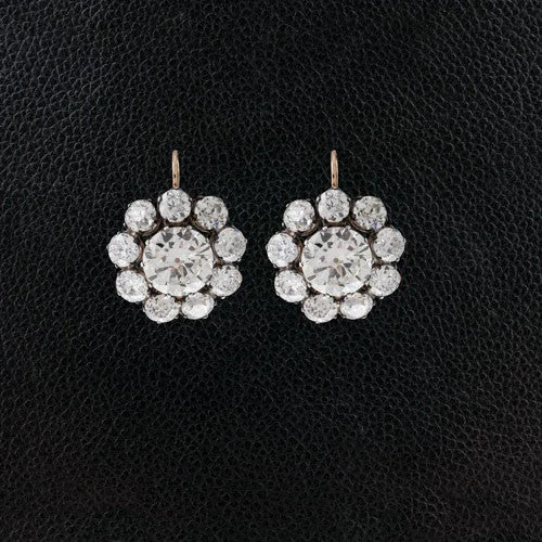 ladies formal earrings evening wear -Diamond Cluster Earrings