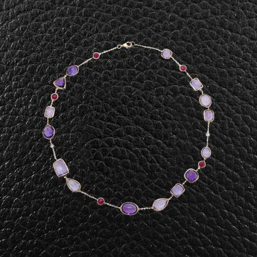 Ladies refined shine necklaces -Amethyst, Ruby & Diamond Necklace