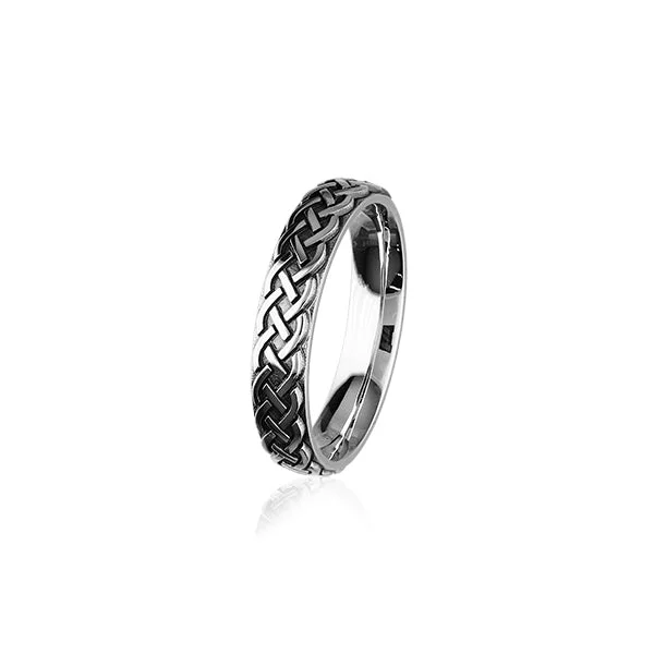 beaded band rings for women -Celtic Silver Ring R402