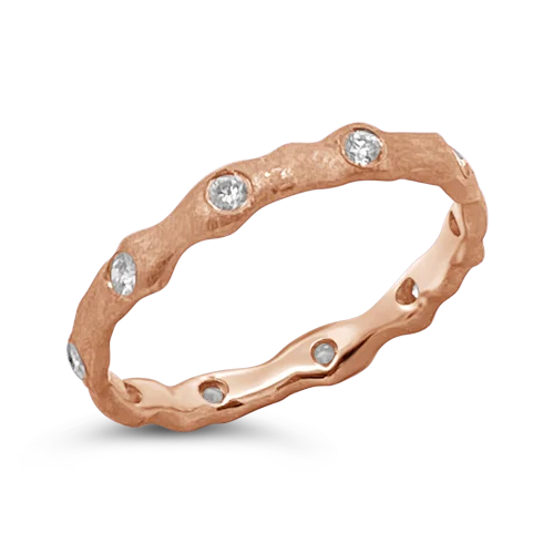 ladies gold rings dog motifs -Rose Gold & Diamond Freeform Band Ring