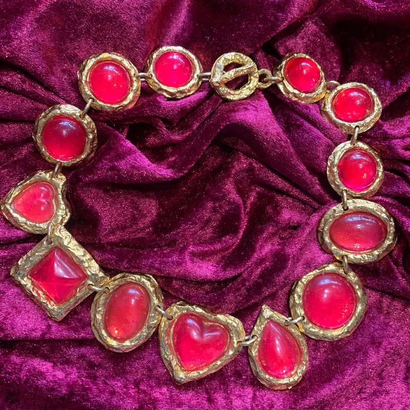 Ladies eclectic boho necklaces -Edouard Rambaud Red heart necklace