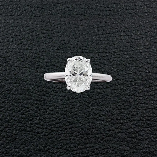 floral cutout rings for women -Oval Diamond Engagement Ring