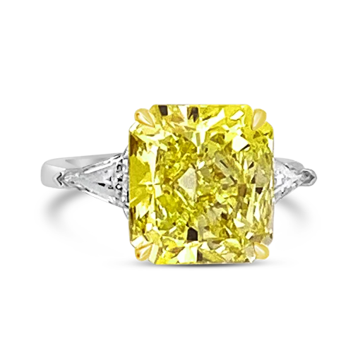 gold bold band rings for women -Yellow Diamond Engagement Ring