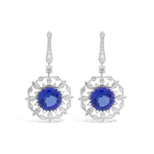 bubble texture earrings for women -Tanzanite & Diamond Dangle Earrings