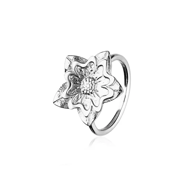 ladies gem rings ocean themes -Scottish Primrose Silver Ring R412