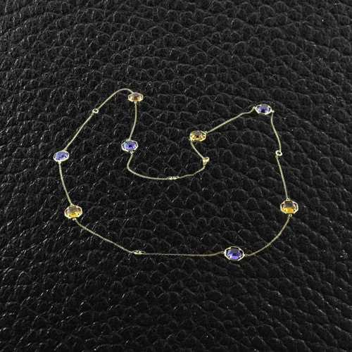 Ladies joyful shine necklaces -Amethyst, Citrine & Diamond Necklace