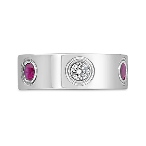 bohemian style rings for women -Ruby & Diamond Band Ring