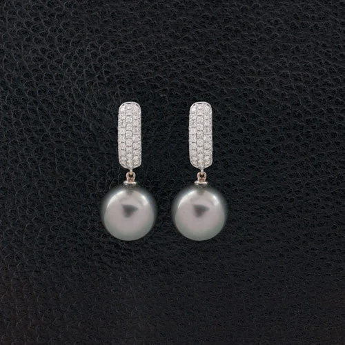 minimalist bar earrings for women -Pearl & Diamond Drop Earrings