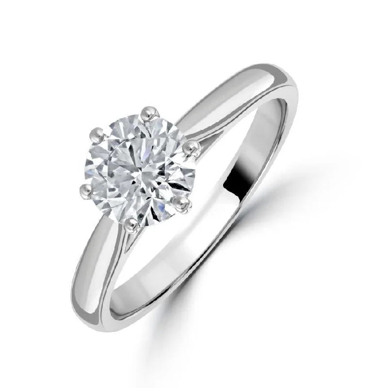 ladies rings geometric designs -1.27ct Diamond Round Brilliant Cut Solitaire Platinum Ring