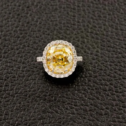 mosaic design rings for women -Fancy Intense Yellow Diamond Engagement Ring