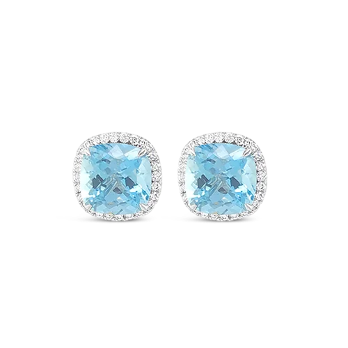 ladies gold earrings owl designs -Aquamarine & Diamond Earrings