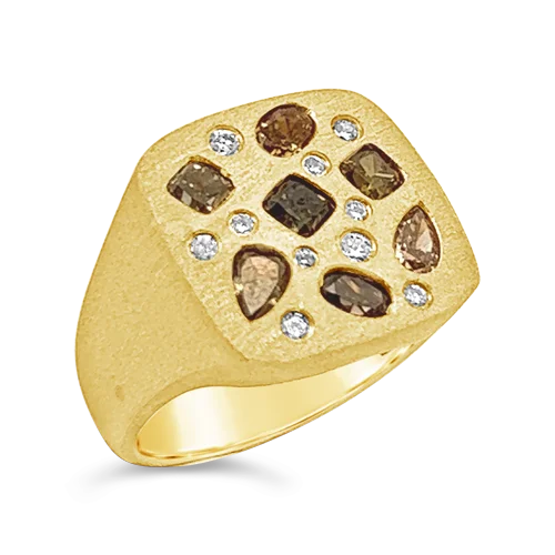 ladies gold rings tree motifs -Fancy Color Diamond & Yellow Gold Ring