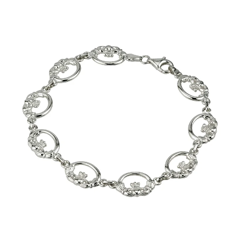 Ladies nostalgic etched bracelets -Sterling Silver Claddagh Bracelet