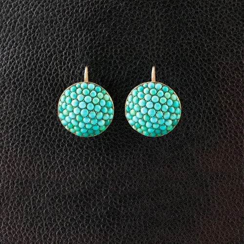 gold twist earrings for women -Turquoise Bead Estate Earrings