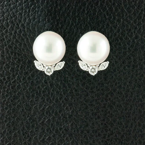 layered earrings for women trendy -South Sea Pearl & Diamond Earrings