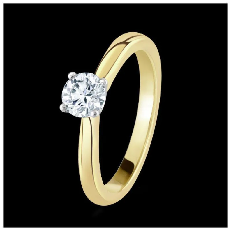 minimalist line rings for women -18ct yellow gold claw set round brilliant cut solitaire Diamond ring