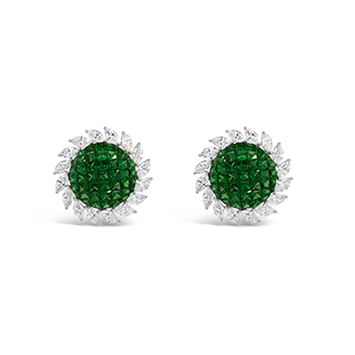 ladies dangle earrings with diamonds -Tsavorite & Diamond Earrings