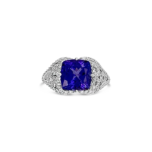 gold filigree rings for women -Tanzanite & Diamond Ring