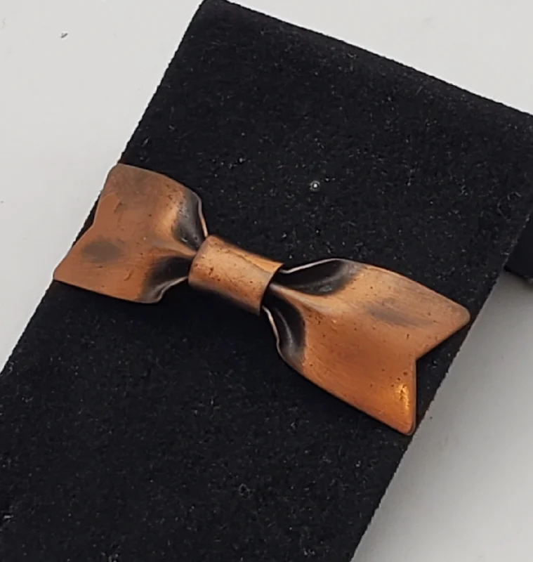 double gem brooch for women -Vintage Copper Bow Tie Brooch