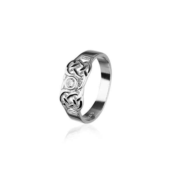 ladies rings spiral textures -Celtic Silver Ring CR159