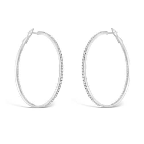 ladies yellow gold earrings hoops -Diamond Hoop Earrings