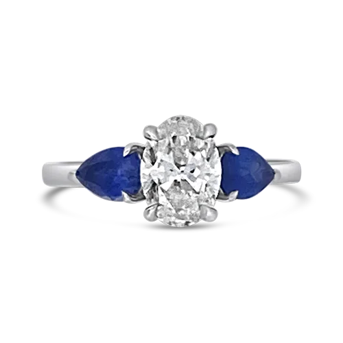 ladies white gold rings twists -Diamond & Sapphire Engagement Ring