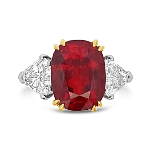 minimalist line rings for women -Red Spinel & Diamond Ring