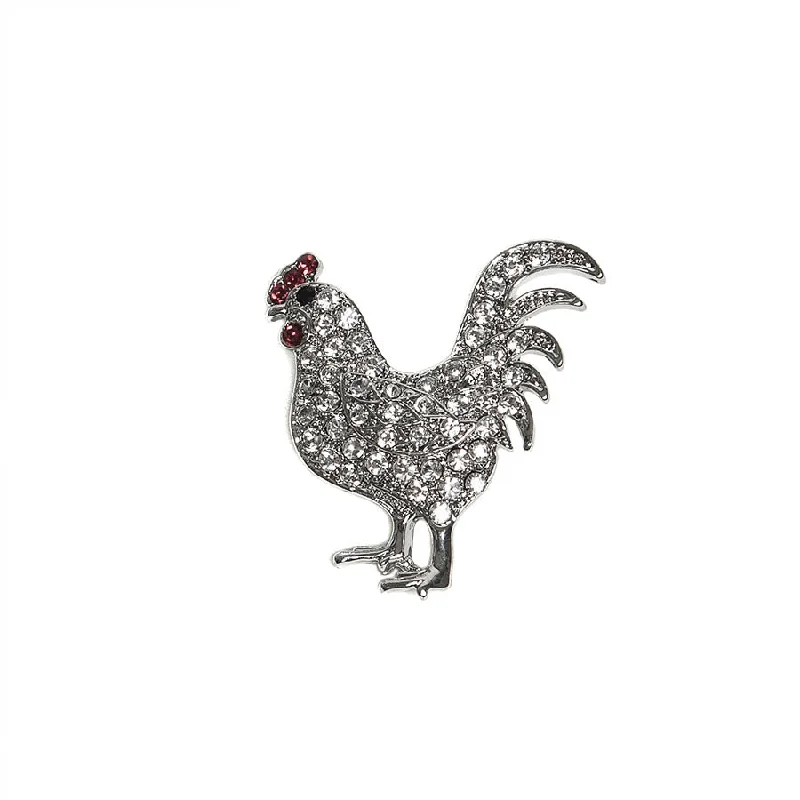 ladies gem brooch family themes -Sparkly Diamante Rooster Brooch