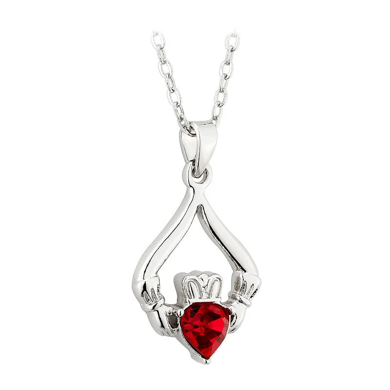 Ladies sophisticated elegance necklaces -Birthstone Claddagh Necklace - 12 Months