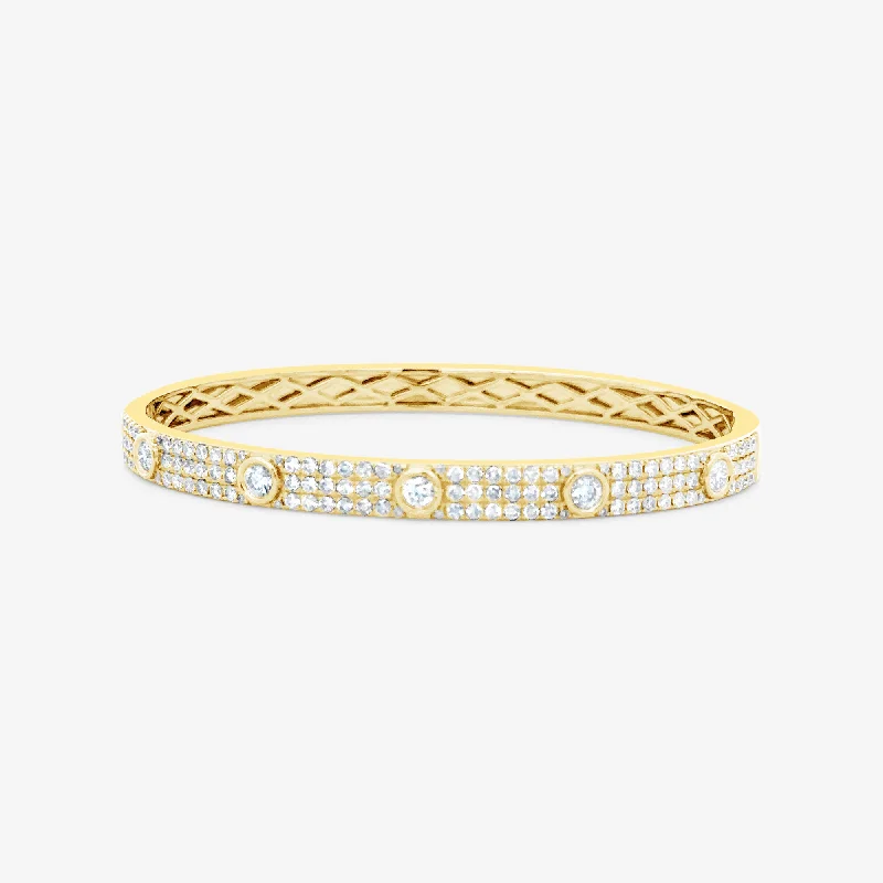 Ladies timeless chic bracelets -Diamond Bezel & Pave Bangle Bracelet