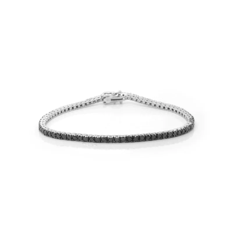 Ladies assurance shine bracelets -14k White Gold Black Diamond Tennis Bracelet