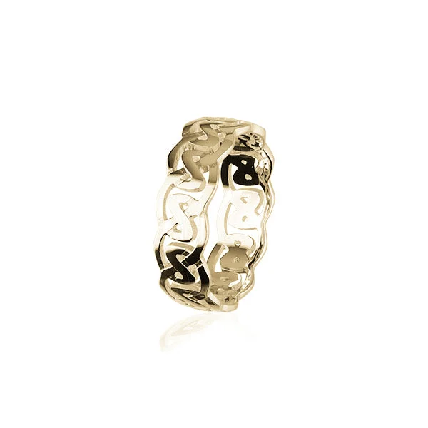 ladies white gold rings elegant -Celtic Gold Ring GR142