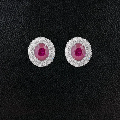 ladies earrings star accents -Ruby & Diamond Earrings