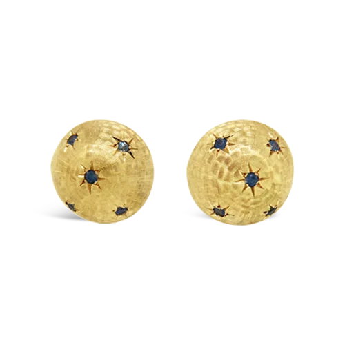 wave texture earrings for women -Sapphire Star Design Estate Earrings