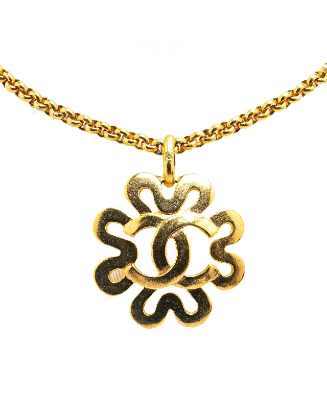 Ladies stone birth necklaces -Gold Plated Flower Pendant Necklace