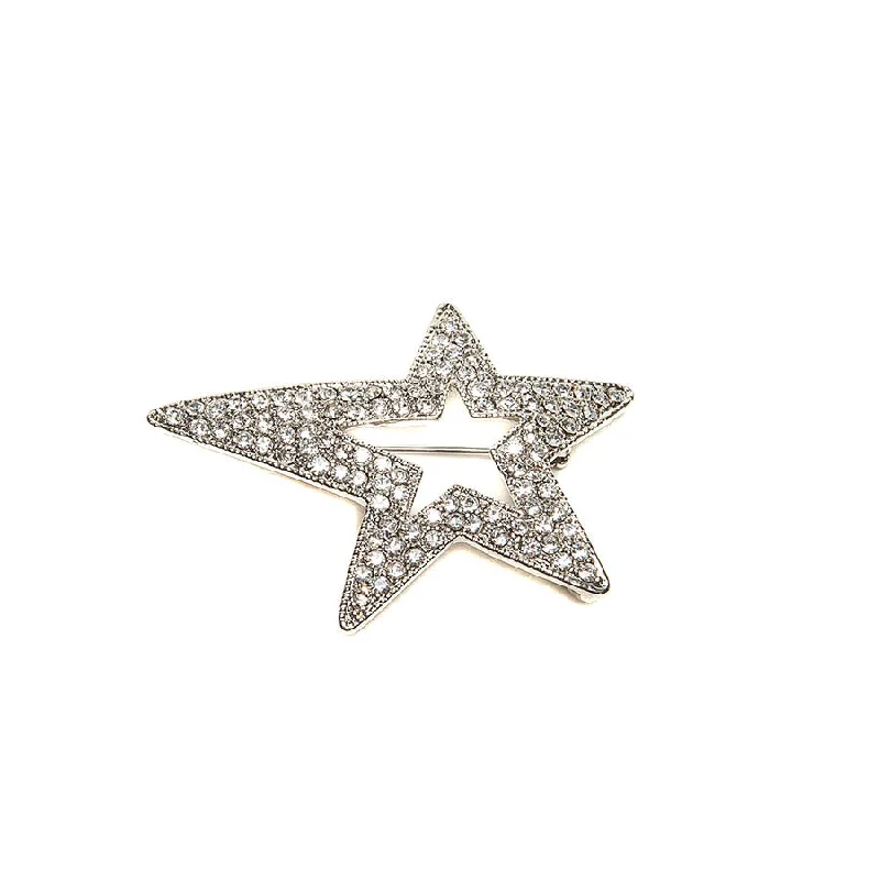 polished finish brooch for women -Sparkly Crystal Star Brooch