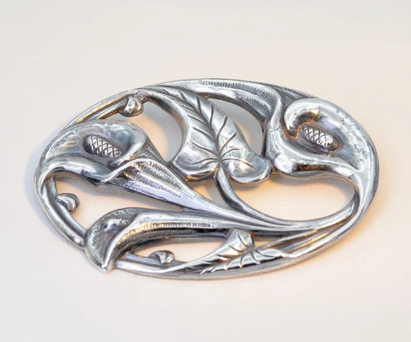 ladies silver brooch apatite stones -Sterling Silver Calla Lily Brooch