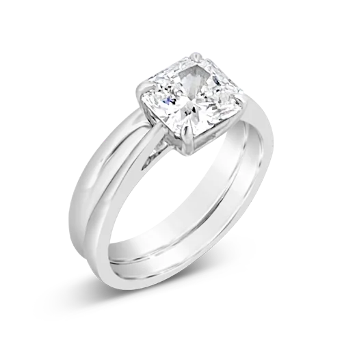 heart accent rings for women -Radiant cut Diamond Wedding Ring Set